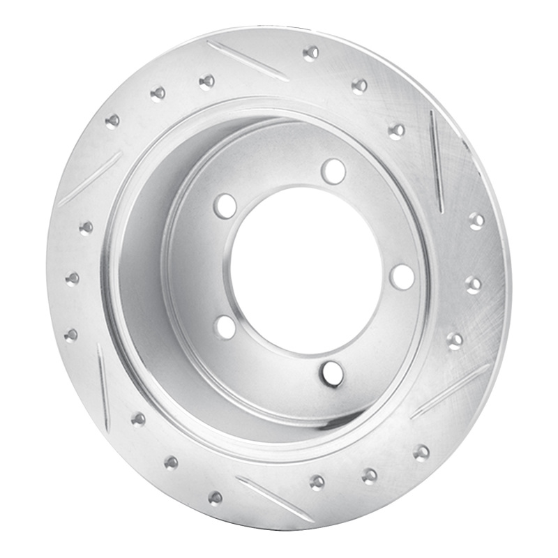 Mitsubishi Diamante Brake Rotor (1) - Rear Left - R1 Concepts - Drilled & Slotted - Silver - `97-`04